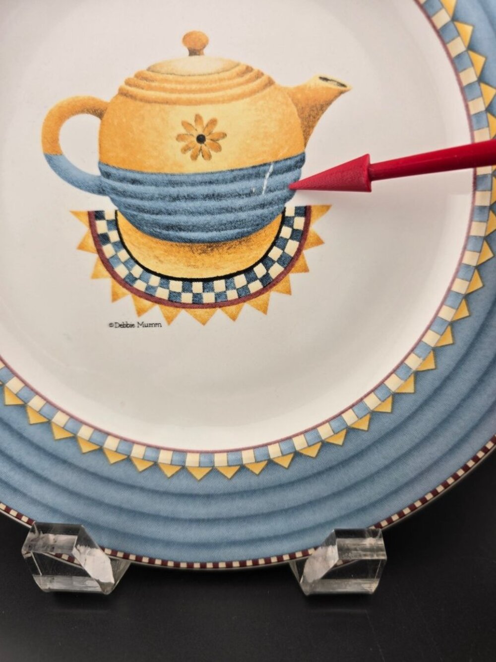 Vntg Debbie Mumm Country Kitchen (4) 8.25" Salad Plates Sakura READ - Picture 5 of 11
